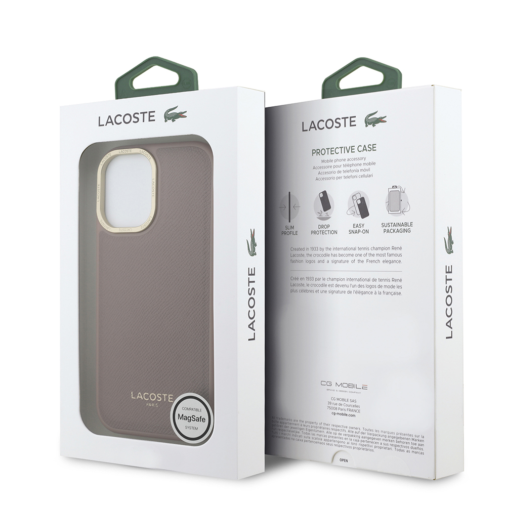 Apple iPhone 17 Uyumlu Kılıf Lacoste Orjinal Lisanslı M-safe Şarj Özellikli Champs Elysees PU Deri Tasarımlı Kapak - 19