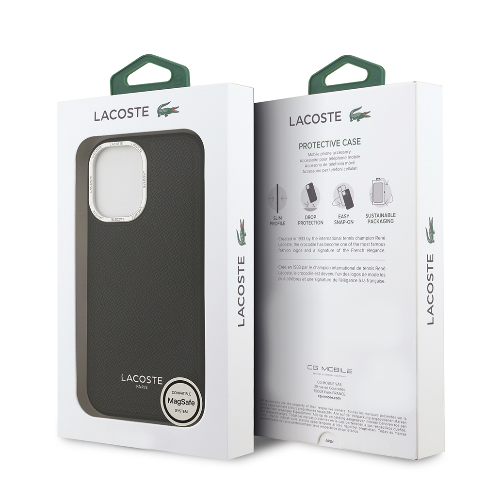 Apple iPhone 17 Uyumlu Kılıf Lacoste Orjinal Lisanslı M-safe Şarj Özellikli Champs Elysees PU Deri Tasarımlı Kapak - 20
