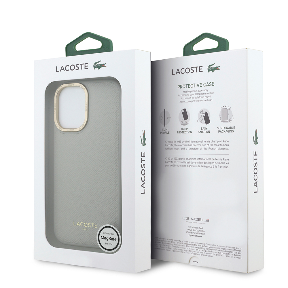 Apple iPhone 17 Uyumlu Kılıf Lacoste Orjinal Lisanslı M-safe Şarj Özellikli Champs Elysees PU Deri Tasarımlı Kapak - 21