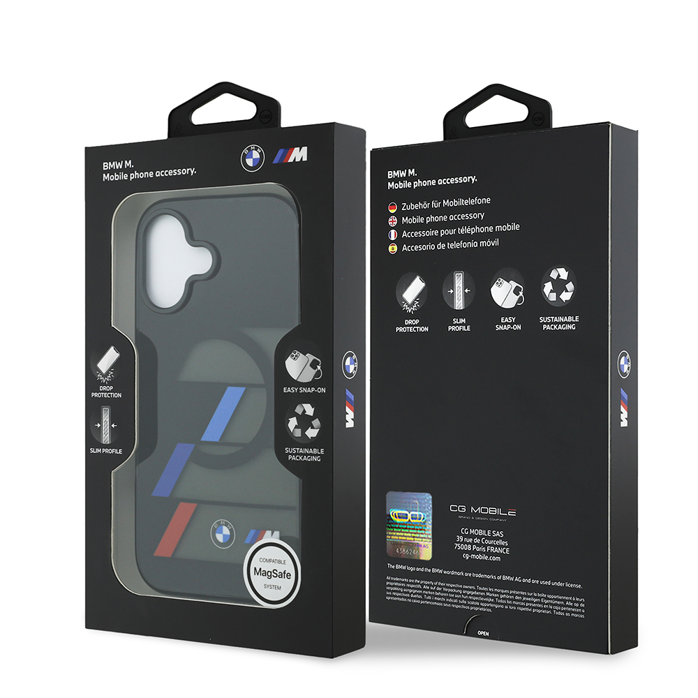 Apple iPhone 17 Uyumlu Kılıf BMW Orjinal Lisanslı M-safe Şarj Özellikli IML Baskılı Üç Renkli M Dizayn Kapak - 7