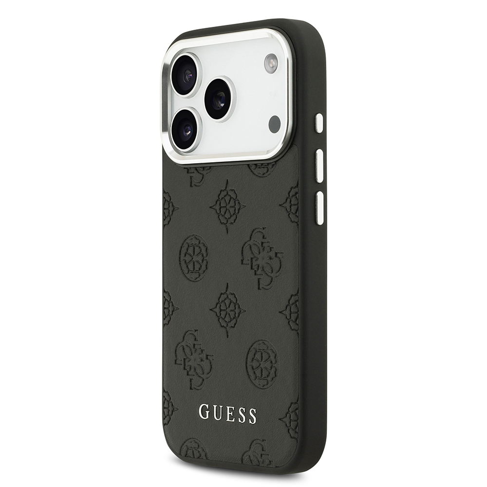 Apple iPhone 17 Pro Uyumlu Kılıf Guess Orjinal Lisanslı M-safe Şarj Özellikli Sıcak Baskılı Klasik Yazı Logolu PU Deri Peony Kapak - 1