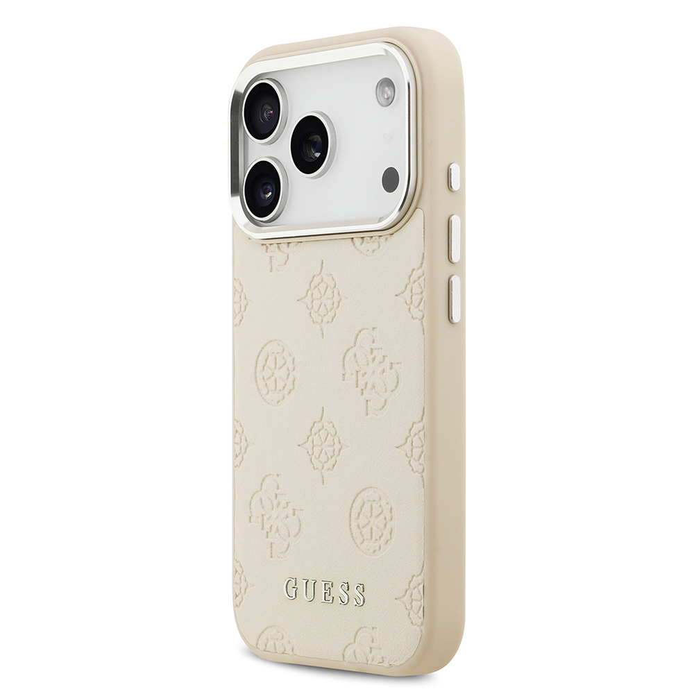 Apple iPhone 17 Pro Uyumlu Kılıf Guess Orjinal Lisanslı M-safe Şarj Özellikli Sıcak Baskılı Klasik Yazı Logolu PU Deri Peony Kapak - 2
