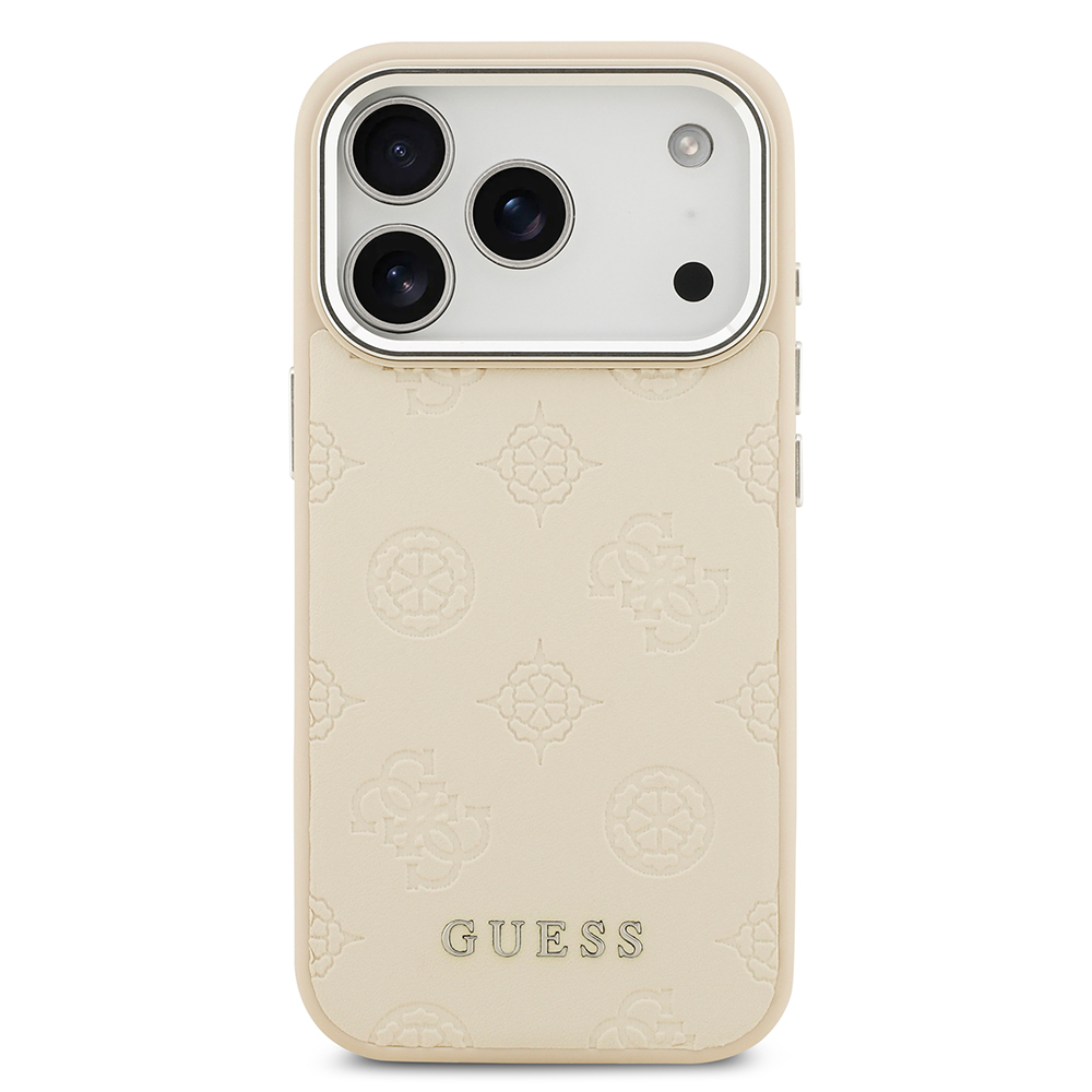 Apple iPhone 17 Pro Uyumlu Kılıf Guess Orjinal Lisanslı M-safe Şarj Özellikli Sıcak Baskılı Klasik Yazı Logolu PU Deri Peony Kapak - 3