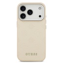 Apple iPhone 17 Pro Uyumlu Kılıf Guess Orjinal Lisanslı M-safe Şarj Özellikli Sıcak Baskılı Klasik Yazı Logolu PU Deri Peony Kapak - 3
