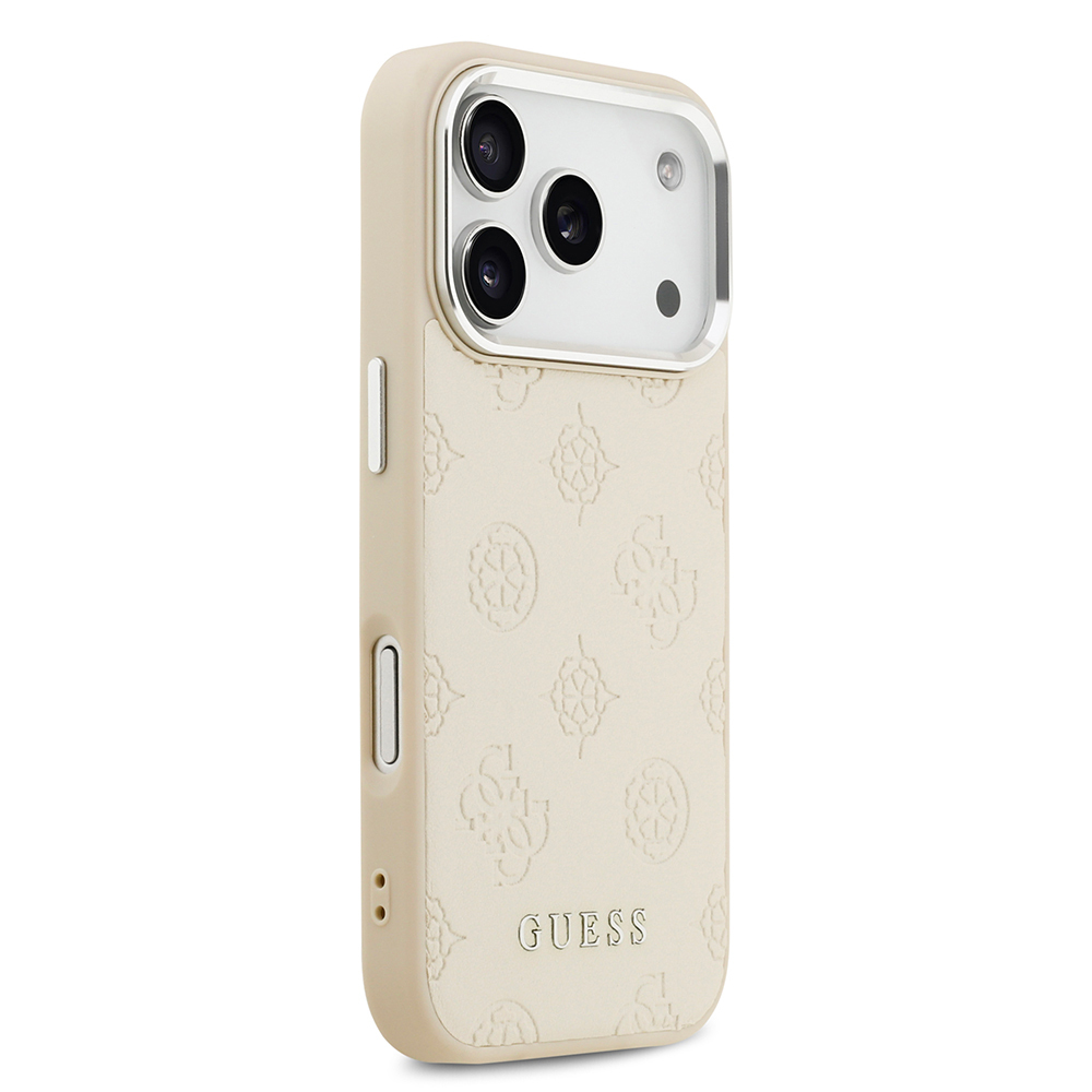 Apple iPhone 17 Pro Uyumlu Kılıf Guess Orjinal Lisanslı M-safe Şarj Özellikli Sıcak Baskılı Klasik Yazı Logolu PU Deri Peony Kapak - 4