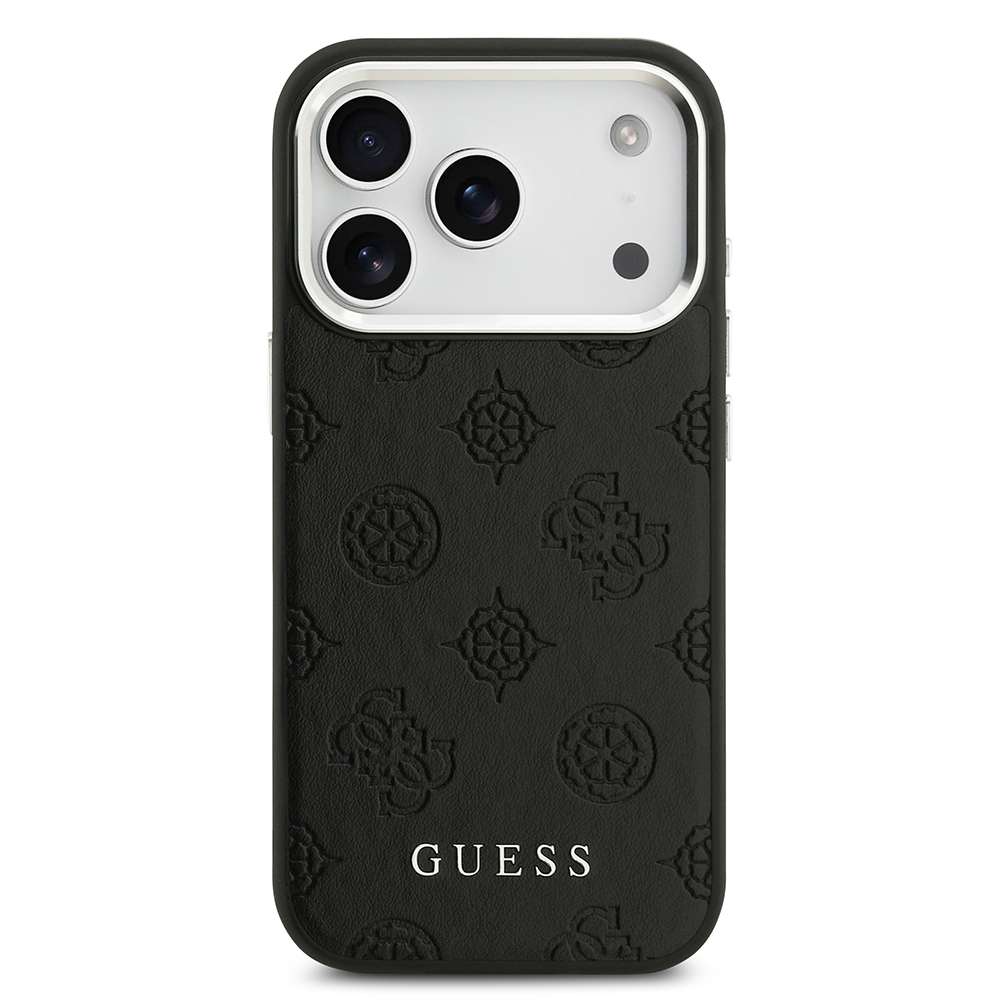 Apple iPhone 17 Pro Uyumlu Kılıf Guess Orjinal Lisanslı M-safe Şarj Özellikli Sıcak Baskılı Klasik Yazı Logolu PU Deri Peony Kapak - 9
