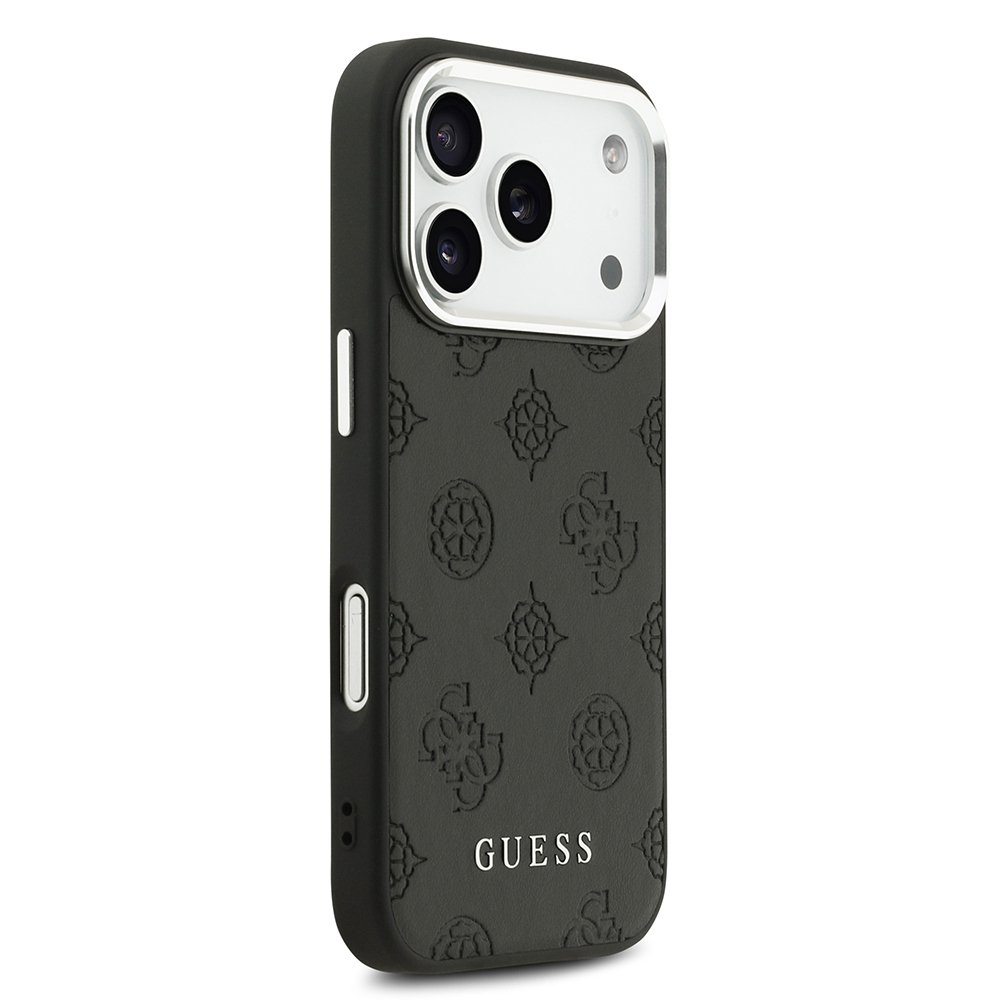 Apple iPhone 17 Pro Uyumlu Kılıf Guess Orjinal Lisanslı M-safe Şarj Özellikli Sıcak Baskılı Klasik Yazı Logolu PU Deri Peony Kapak - 12