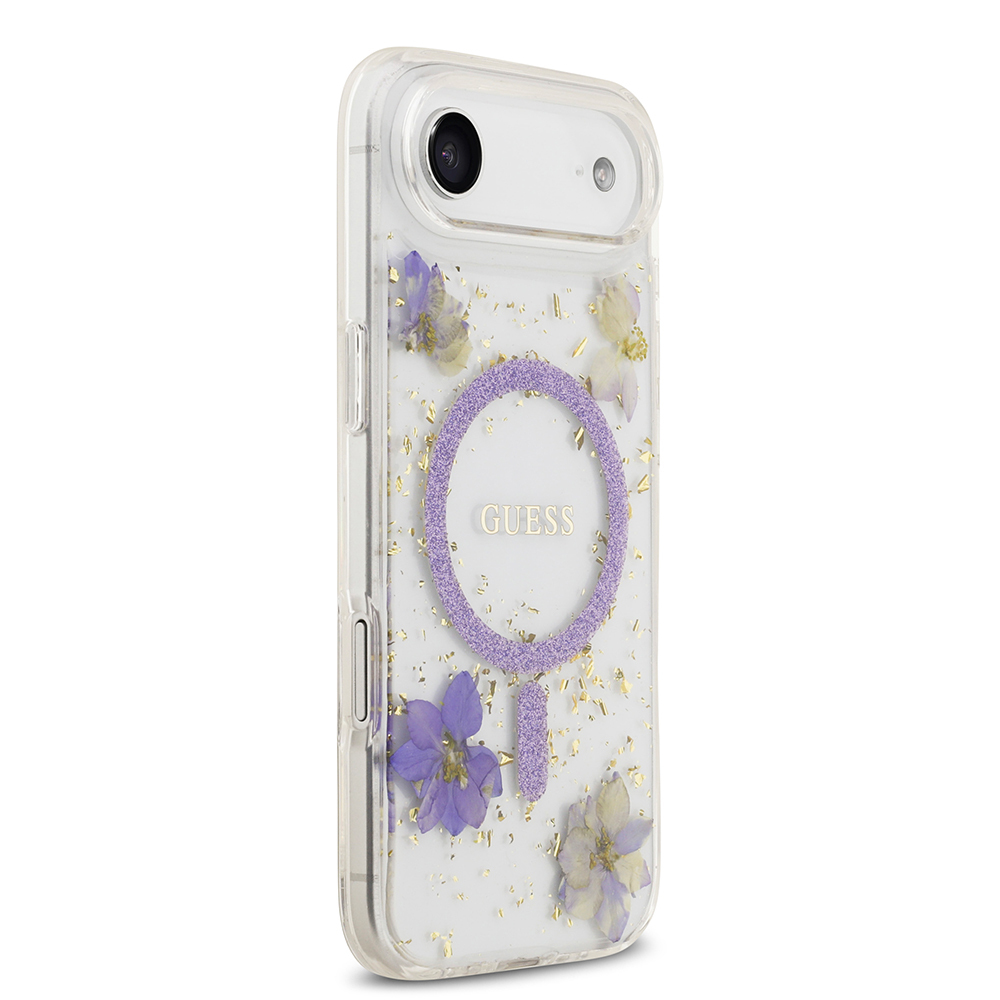 Apple iPhone 17 Air Uyumlu Kılıf Guess Orjinal Lisanslı M-safe Şarj Özellikli Transparan Resin Flowers Kapak - 3
