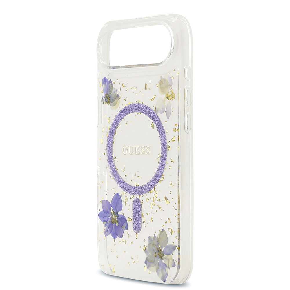 Apple iPhone 17 Air Uyumlu Kılıf Guess Orjinal Lisanslı M-safe Şarj Özellikli Transparan Resin Flowers Kapak - 5