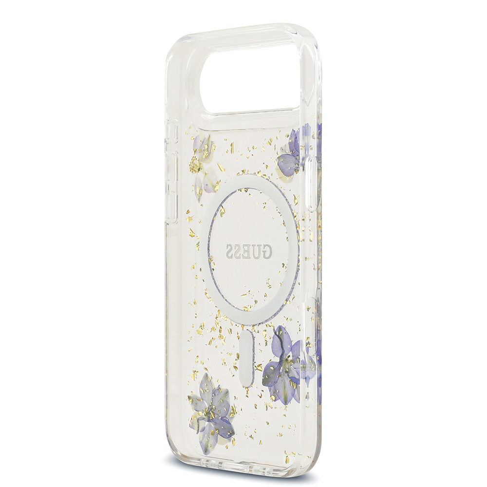 Apple iPhone 17 Air Uyumlu Kılıf Guess Orjinal Lisanslı M-safe Şarj Özellikli Transparan Resin Flowers Kapak - 6