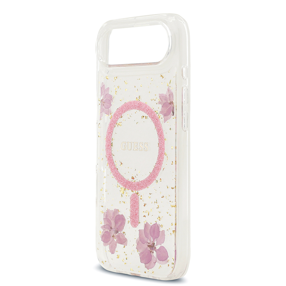 Apple iPhone 17 Air Uyumlu Kılıf Guess Orjinal Lisanslı M-safe Şarj Özellikli Transparan Resin Flowers Kapak - 11