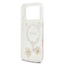 Apple iPhone 17 Pro Uyumlu Kılıf Guess Orjinal Lisanslı M-safe Şarj Özellikli Transparan Resin Flowers Kapak - 6