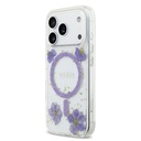Apple iPhone 17 Pro Uyumlu Kılıf Guess Orjinal Lisanslı M-safe Şarj Özellikli Transparan Resin Flowers Kapak - 7