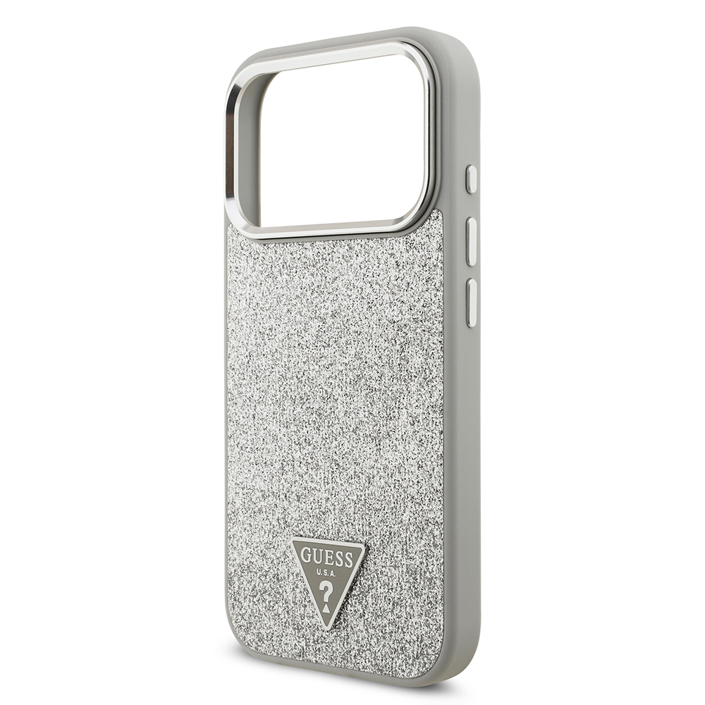 Apple iPhone 17 Pro Uyumlu Kılıf Guess Orjinal Lisanslı M-safe Şarj Özellikli Metal Kamera Çerçeveli Üçgen Logolu Glitter Kapak - 11