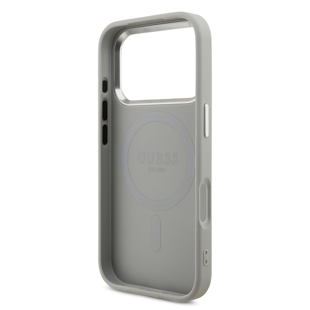 Apple iPhone 17 Pro Uyumlu Kılıf Guess Orjinal Lisanslı M-safe Şarj Özellikli Metal Kamera Çerçeveli Üçgen Logolu Glitter Kapak - 12