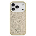 Apple iPhone 17 Pro Uyumlu Kılıf Guess Orjinal Lisanslı M-safe Şarj Özellikli Metal Kamera Çerçeveli Üçgen Logolu Glitter Kapak - 14