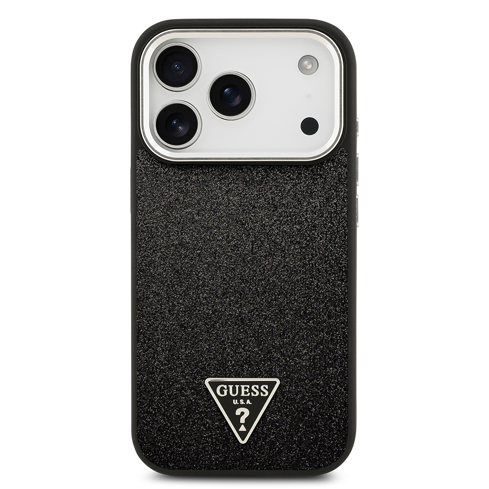 Apple iPhone 17 Pro Uyumlu Kılıf Guess Orjinal Lisanslı M-safe Şarj Özellikli Metal Kamera Çerçeveli Üçgen Logolu Glitter Kapak - 20