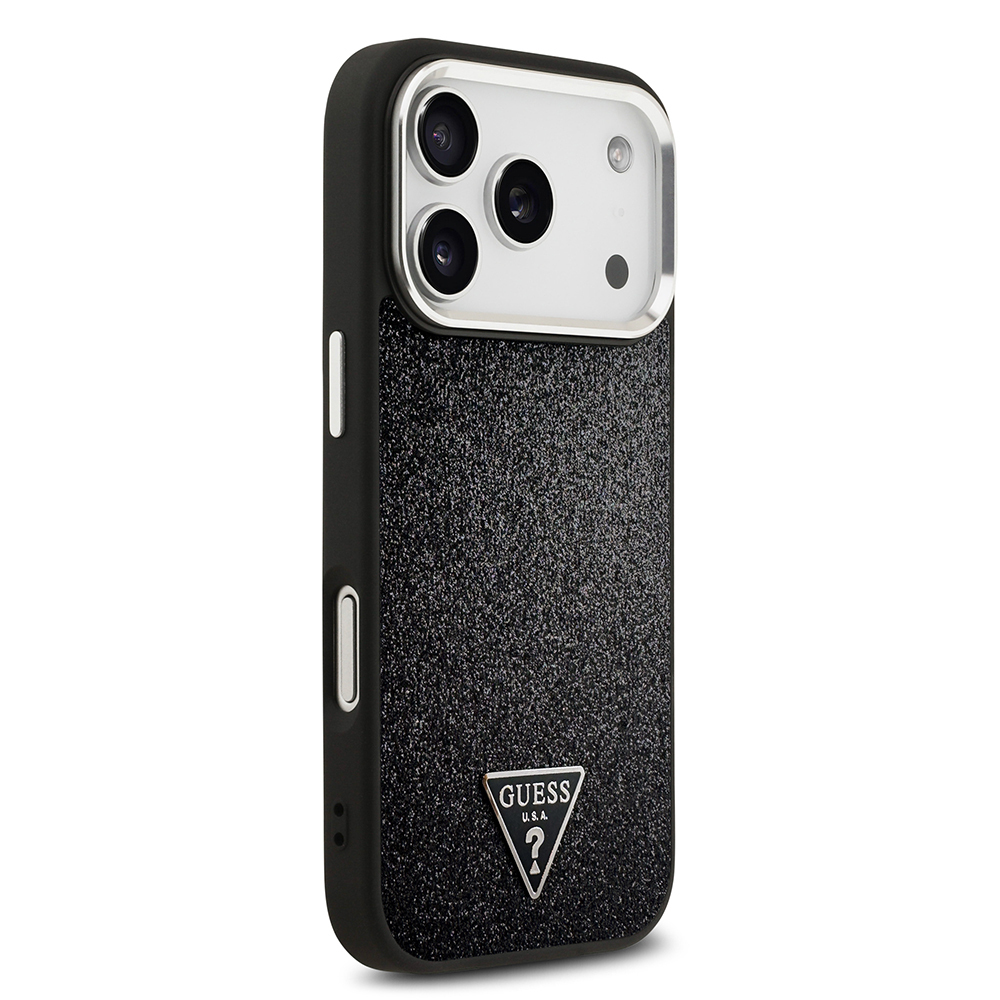 Apple iPhone 17 Pro Uyumlu Kılıf Guess Orjinal Lisanslı M-safe Şarj Özellikli Metal Kamera Çerçeveli Üçgen Logolu Glitter Kapak - 21