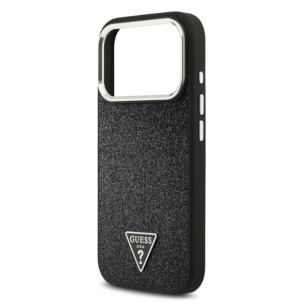 Apple iPhone 17 Pro Uyumlu Kılıf Guess Orjinal Lisanslı M-safe Şarj Özellikli Metal Kamera Çerçeveli Üçgen Logolu Glitter Kapak - 23