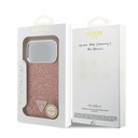 Apple iPhone 17 Pro Uyumlu Kılıf Guess Orjinal Lisanslı M-safe Şarj Özellikli Metal Kamera Çerçeveli Üçgen Logolu Glitter Kapak - 25
