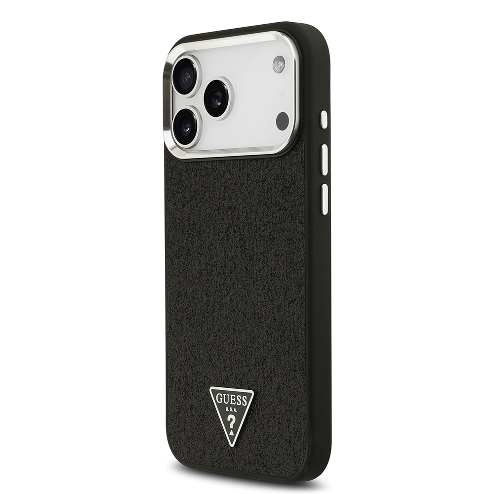Apple iPhone 17 Pro Max Uyumlu Kılıf Guess Orjinal Lisanslı M-safe Şarj Özellikli Metal Kamera Çerçeveli Üçgen Logolu Glitter Kapak - 1