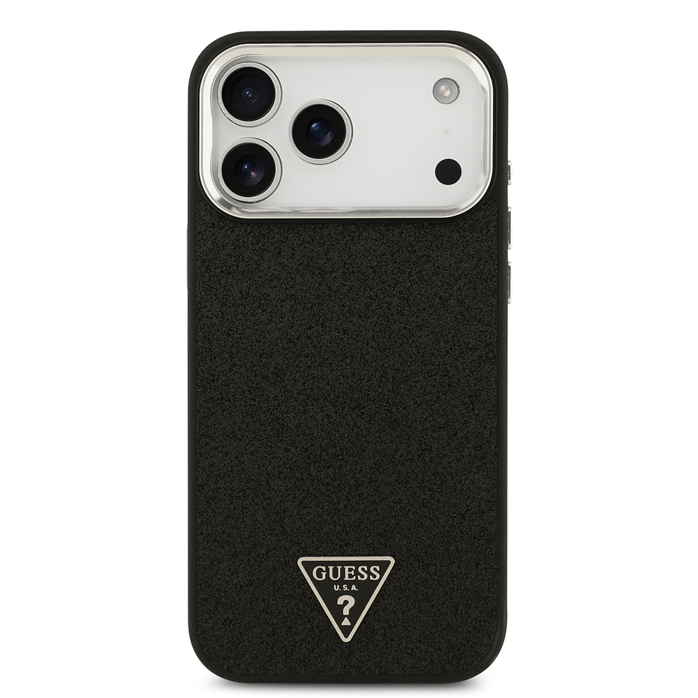 Apple iPhone 17 Pro Max Uyumlu Kılıf Guess Orjinal Lisanslı M-safe Şarj Özellikli Metal Kamera Çerçeveli Üçgen Logolu Glitter Kapak - 2