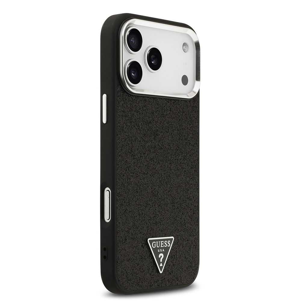 Apple iPhone 17 Pro Max Uyumlu Kılıf Guess Orjinal Lisanslı M-safe Şarj Özellikli Metal Kamera Çerçeveli Üçgen Logolu Glitter Kapak - 3