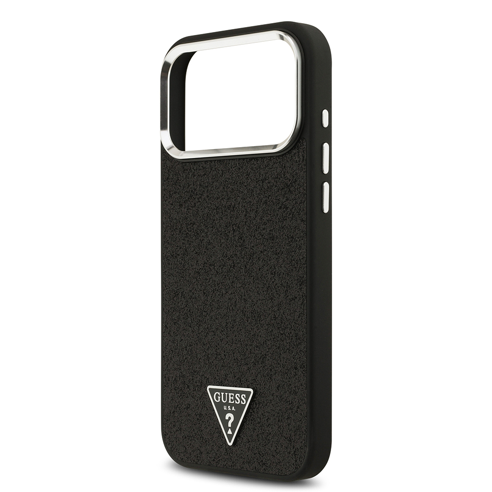 Apple iPhone 17 Pro Max Uyumlu Kılıf Guess Orjinal Lisanslı M-safe Şarj Özellikli Metal Kamera Çerçeveli Üçgen Logolu Glitter Kapak - 5