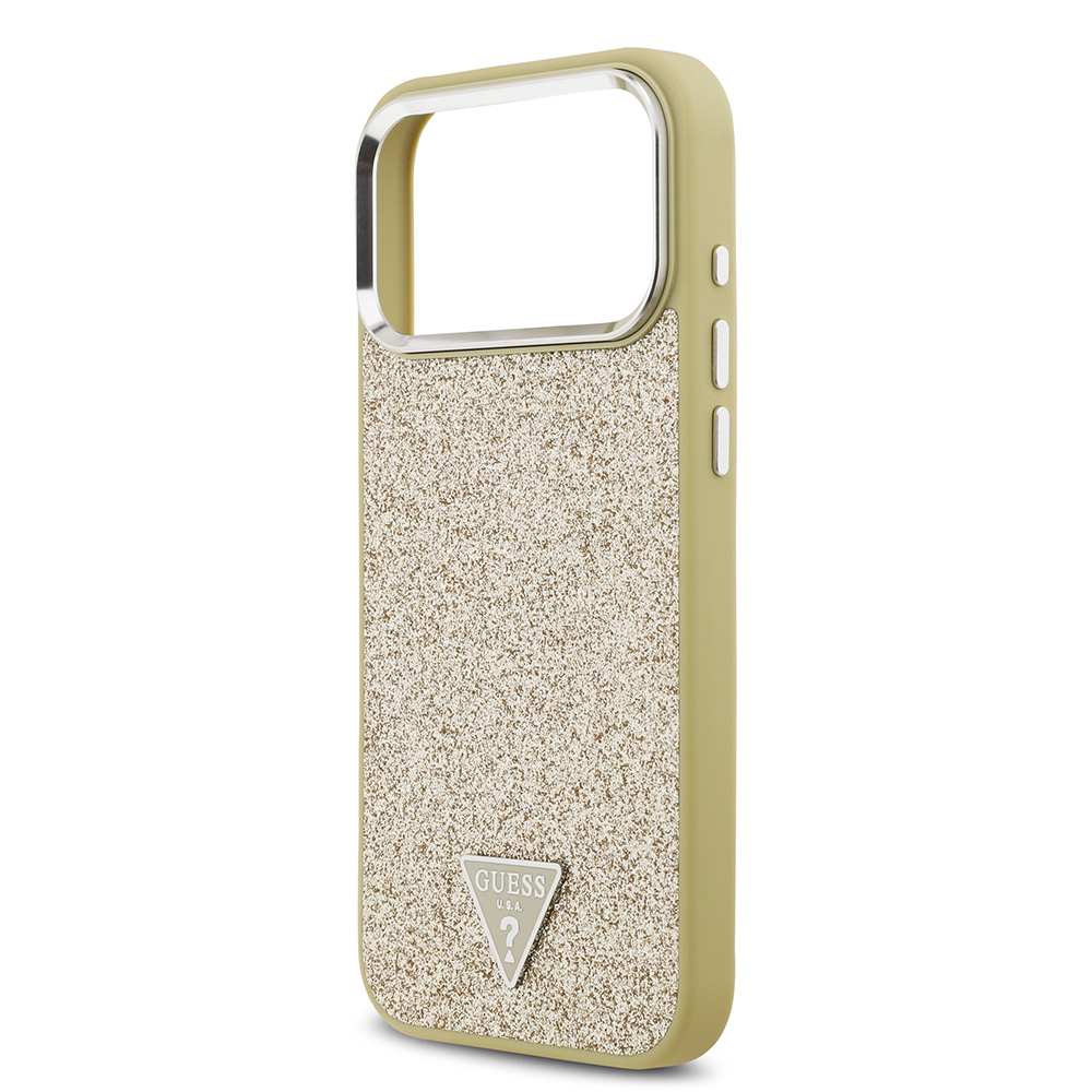 Apple iPhone 17 Pro Max Uyumlu Kılıf Guess Orjinal Lisanslı M-safe Şarj Özellikli Metal Kamera Çerçeveli Üçgen Logolu Glitter Kapak - 11
