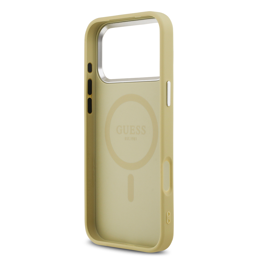 Apple iPhone 17 Pro Max Uyumlu Kılıf Guess Orjinal Lisanslı M-safe Şarj Özellikli Metal Kamera Çerçeveli Üçgen Logolu Glitter Kapak - 12