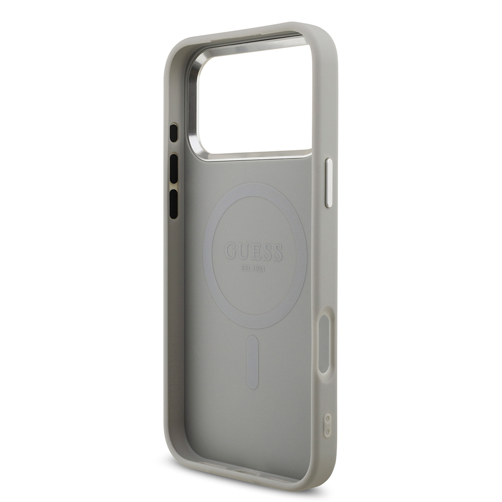 Apple iPhone 17 Pro Max Uyumlu Kılıf Guess Orjinal Lisanslı M-safe Şarj Özellikli Metal Kamera Çerçeveli Üçgen Logolu Glitter Kapak - 24