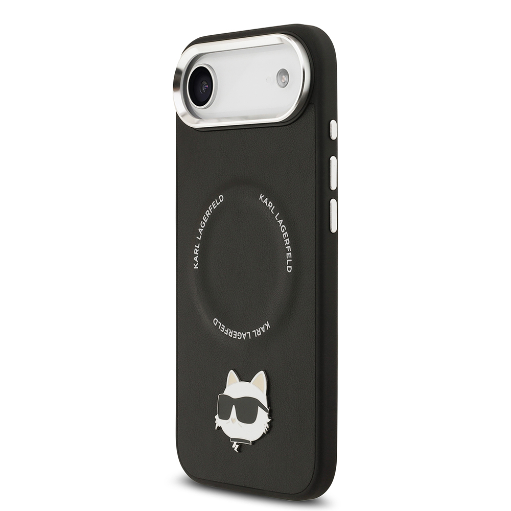 Apple iPhone 17 Air Uyumlu Kılıf Karl Lagerfeld Orjinal Lisanslı M-safe Şarj Özellikli Metal Kamera ve Buton Tasarımlı Choupette PU Deri Kapak - 1