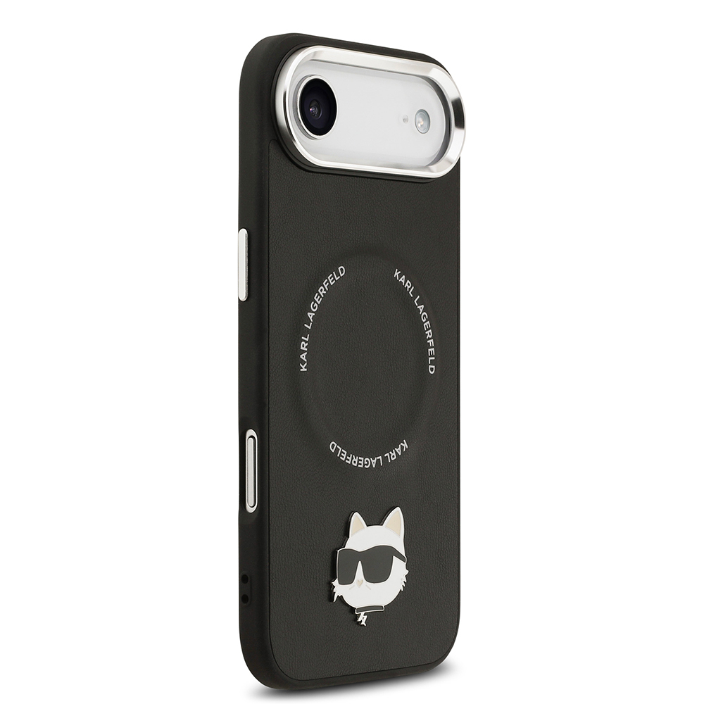 Apple iPhone 17 Air Uyumlu Kılıf Karl Lagerfeld Orjinal Lisanslı M-safe Şarj Özellikli Metal Kamera ve Buton Tasarımlı Choupette PU Deri Kapak - 3