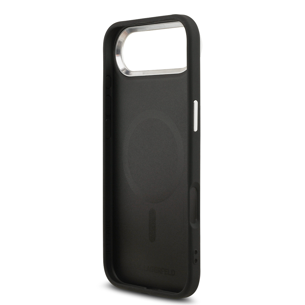 Apple iPhone 17 Air Uyumlu Kılıf Karl Lagerfeld Orjinal Lisanslı M-safe Şarj Özellikli Metal Kamera ve Buton Tasarımlı Choupette PU Deri Kapak - 6