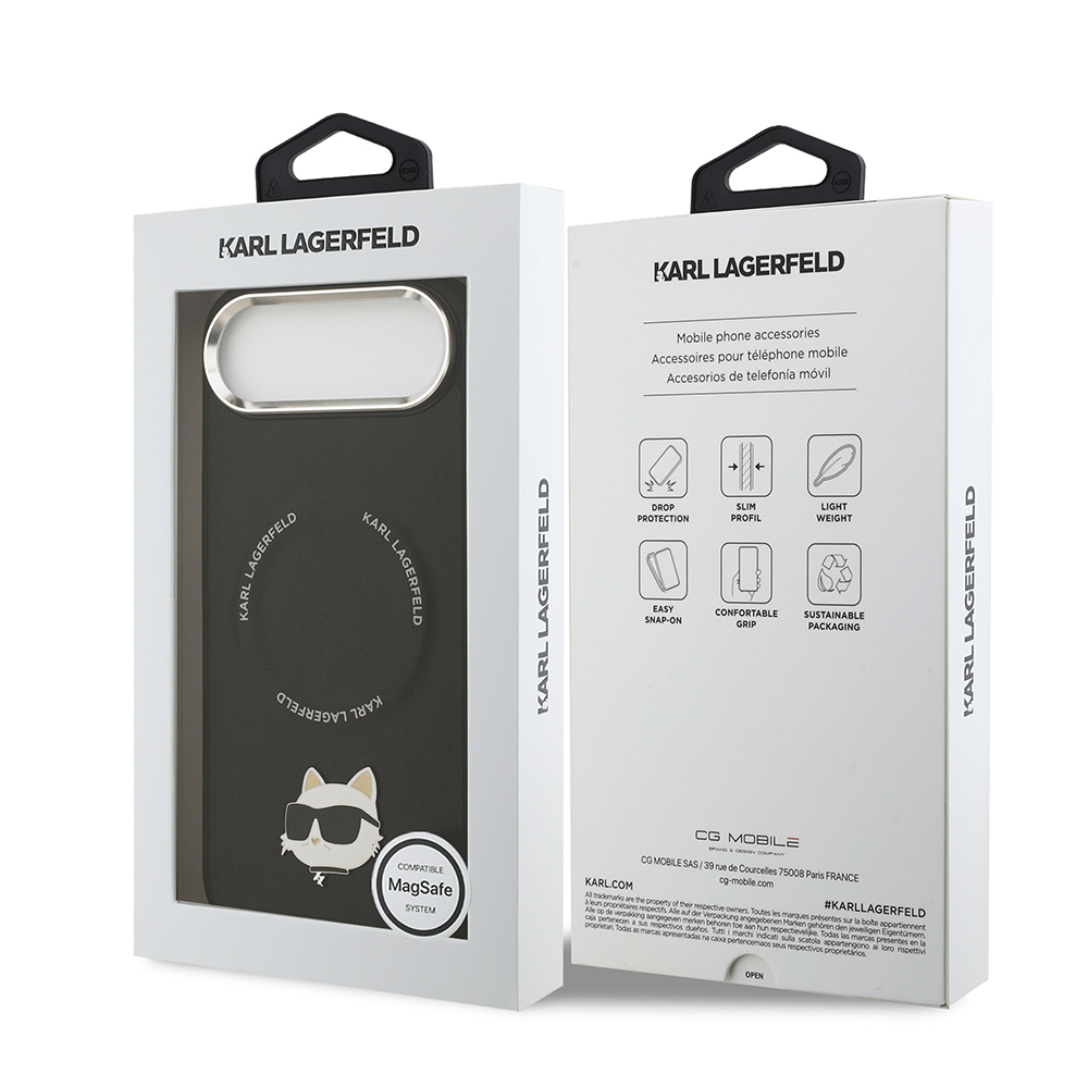 Apple iPhone 17 Air Uyumlu Kılıf Karl Lagerfeld Orjinal Lisanslı M-safe Şarj Özellikli Metal Kamera ve Buton Tasarımlı Choupette PU Deri Kapak - 7