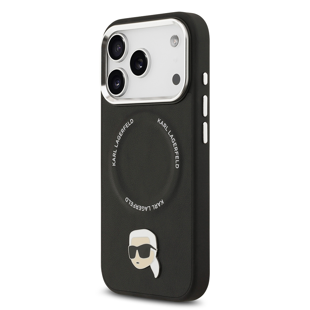 Apple iPhone 17 Pro Max Uyumlu Kılıf Karl Lagerfeld Orjinal Lisanslı M-safe Şarj Özellikli Metal Kamera ve Buton Tasarımlı Karl PU Deri Kapak - 1