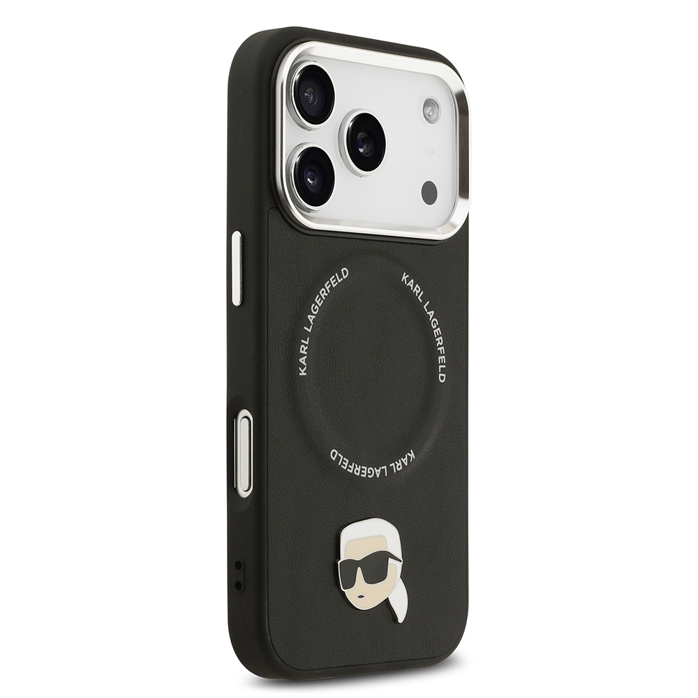 Apple iPhone 17 Pro Max Uyumlu Kılıf Karl Lagerfeld Orjinal Lisanslı M-safe Şarj Özellikli Metal Kamera ve Buton Tasarımlı Karl PU Deri Kapak - 3