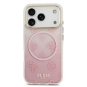 Apple iPhone 17 Pro Max Uyumlu Kılıf Guess Orjinal Lisanslı M-safe Şarj Özellikli Simli Peony Desenli Silikon Kapak - 2