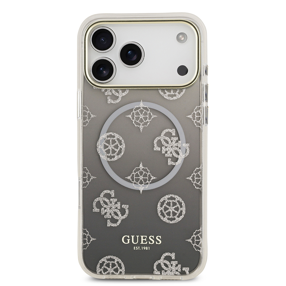 Apple iPhone 17 Pro Max Uyumlu Kılıf Guess Orjinal Lisanslı M-safe Şarj Özellikli Simli Peony Desenli Silikon Kapak - 8