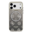 Apple iPhone 17 Pro Max Uyumlu Kılıf Guess Orjinal Lisanslı M-safe Şarj Özellikli Simli Peony Desenli Silikon Kapak - 8