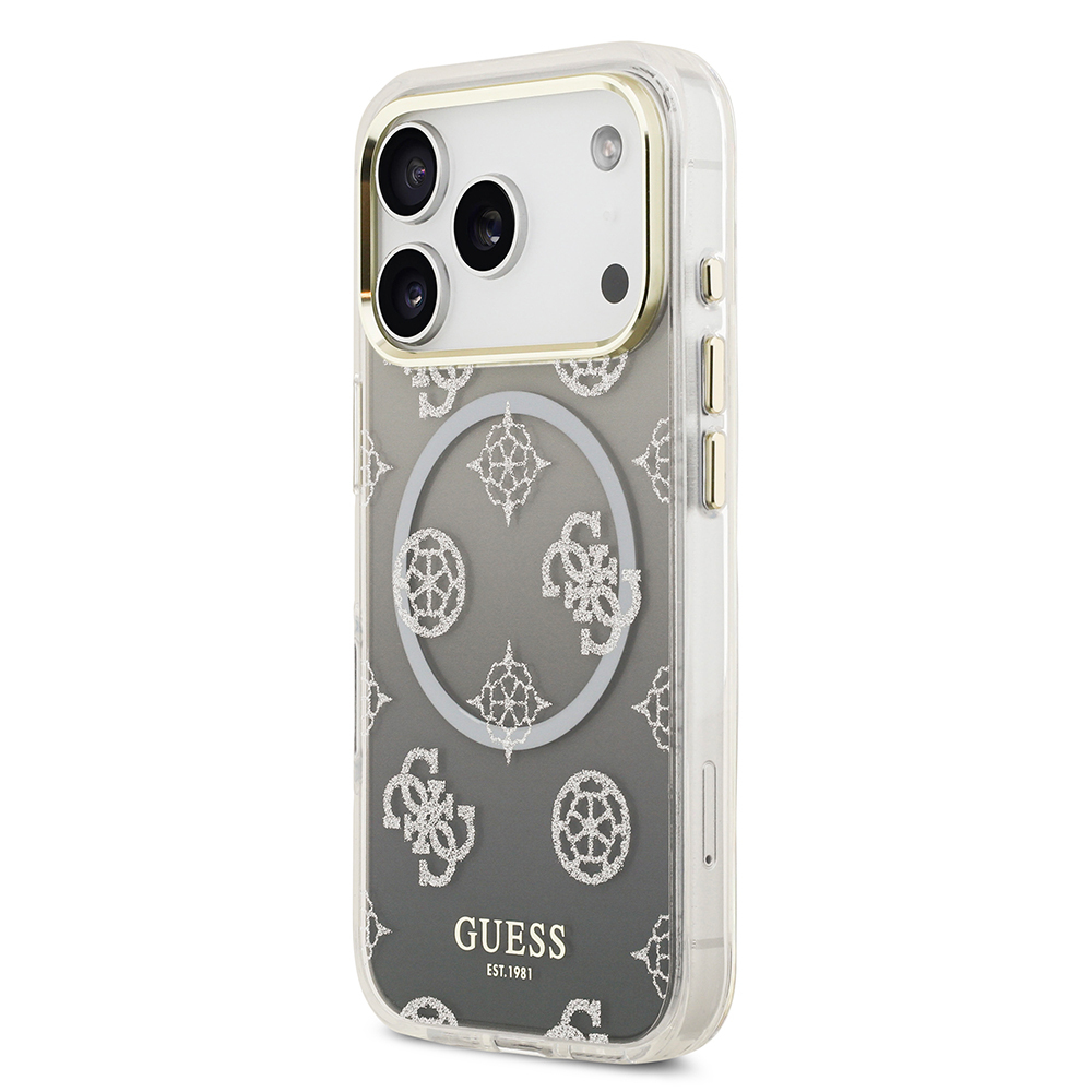 Apple iPhone 17 Pro Uyumlu Kılıf Guess Orjinal Lisanslı M-safe Şarj Özellikli Simli Peony Desenli Silikon Kapak - 1