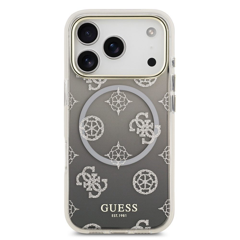 Apple iPhone 17 Pro Uyumlu Kılıf Guess Orjinal Lisanslı M-safe Şarj Özellikli Simli Peony Desenli Silikon Kapak - 2