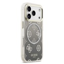 Apple iPhone 17 Pro Uyumlu Kılıf Guess Orjinal Lisanslı M-safe Şarj Özellikli Simli Peony Desenli Silikon Kapak - 3