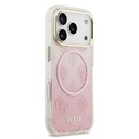 Apple iPhone 17 Pro Uyumlu Kılıf Guess Orjinal Lisanslı M-safe Şarj Özellikli Simli Peony Desenli Silikon Kapak - 9