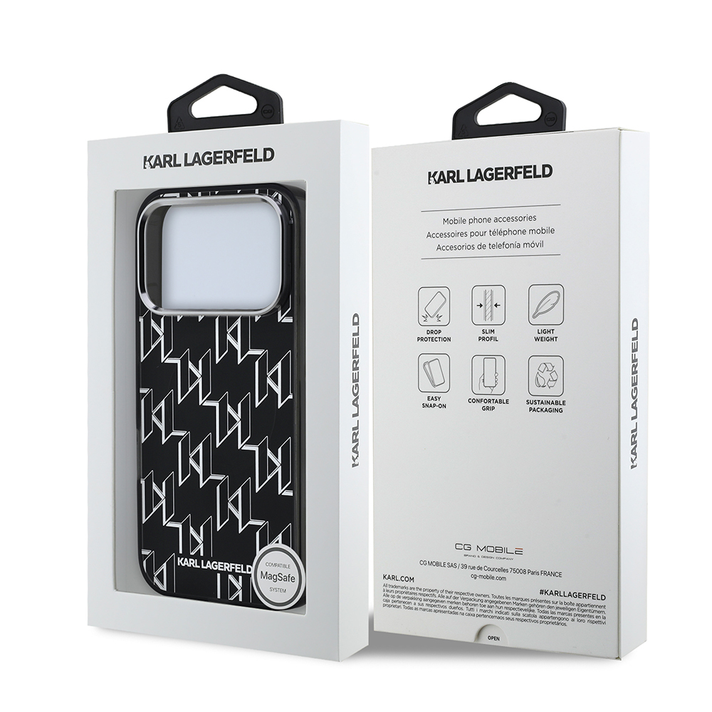 Apple iPhone 17 Pro Max Uyumlu Kılıf Orjinal Lisanslı M-safe Şarj Özellikli Karl Lagerfeld IML Baskılı Monogram Dizayn Kapak - 7