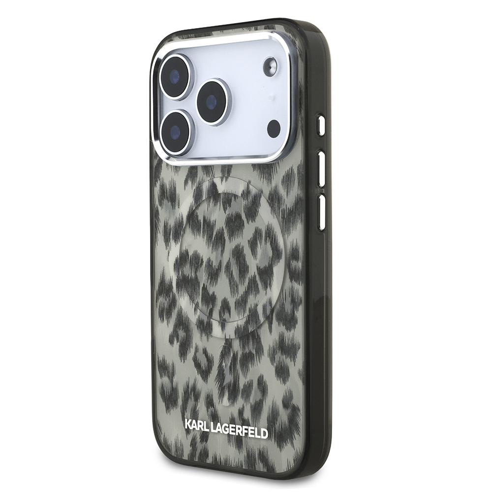 Apple iPhone 17 Pro Uyumlu Kılıf Karl Lagerfeld Orjinal Lisanslı M-safe Şarj Özellikli IML Leopar Baskılı Kapak - 1