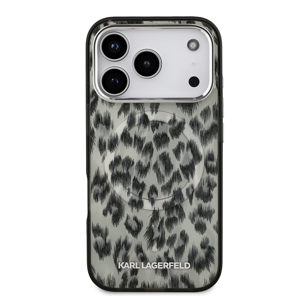 Apple iPhone 17 Pro Uyumlu Kılıf Karl Lagerfeld Orjinal Lisanslı M-safe Şarj Özellikli IML Leopar Baskılı Kapak - 2