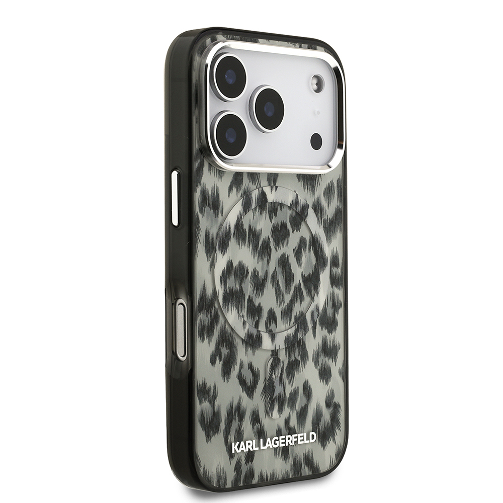Apple iPhone 17 Pro Uyumlu Kılıf Karl Lagerfeld Orjinal Lisanslı M-safe Şarj Özellikli IML Leopar Baskılı Kapak - 3