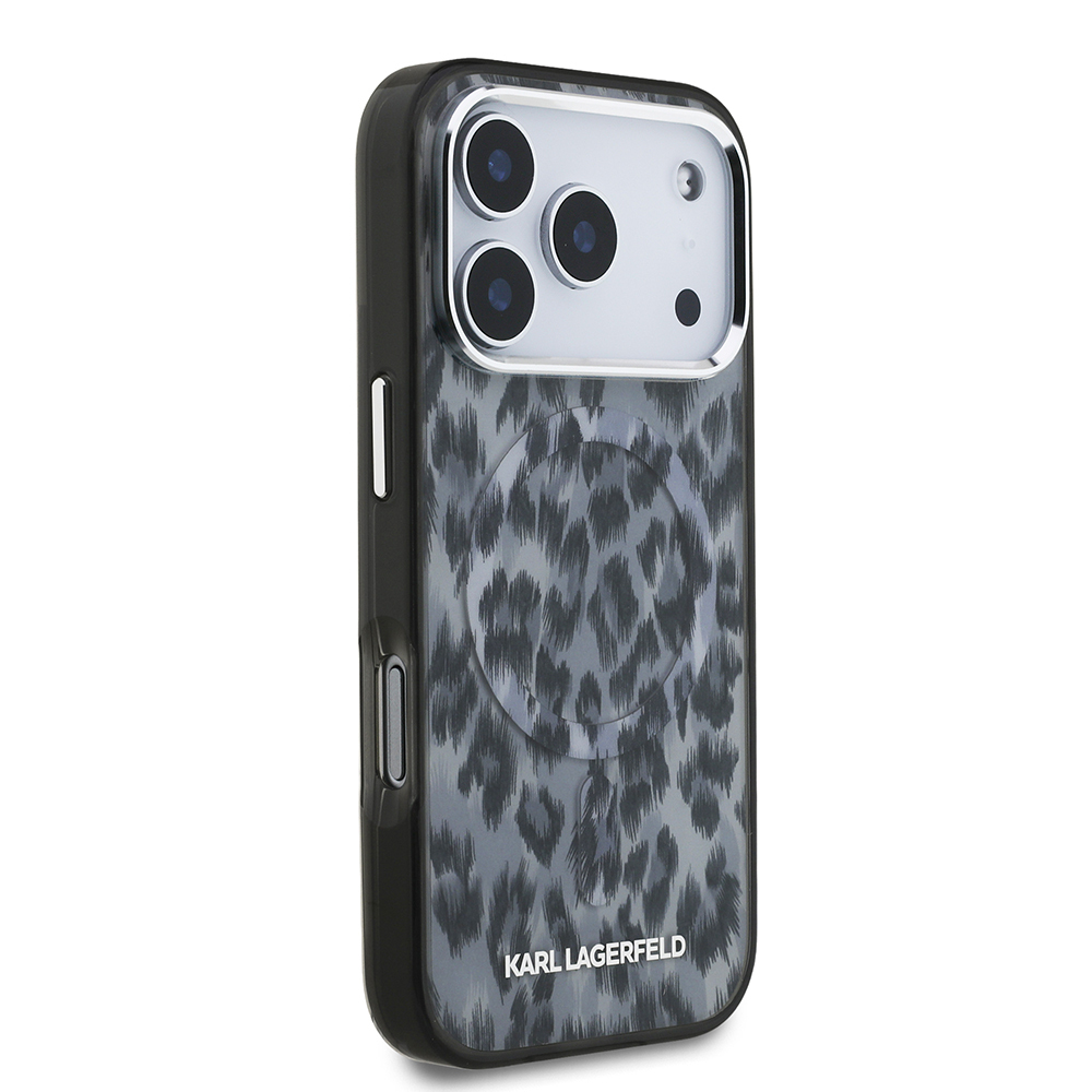 Apple iPhone 17 Pro Uyumlu Kılıf Karl Lagerfeld Orjinal Lisanslı M-safe Şarj Özellikli IML Leopar Baskılı Kapak - 9