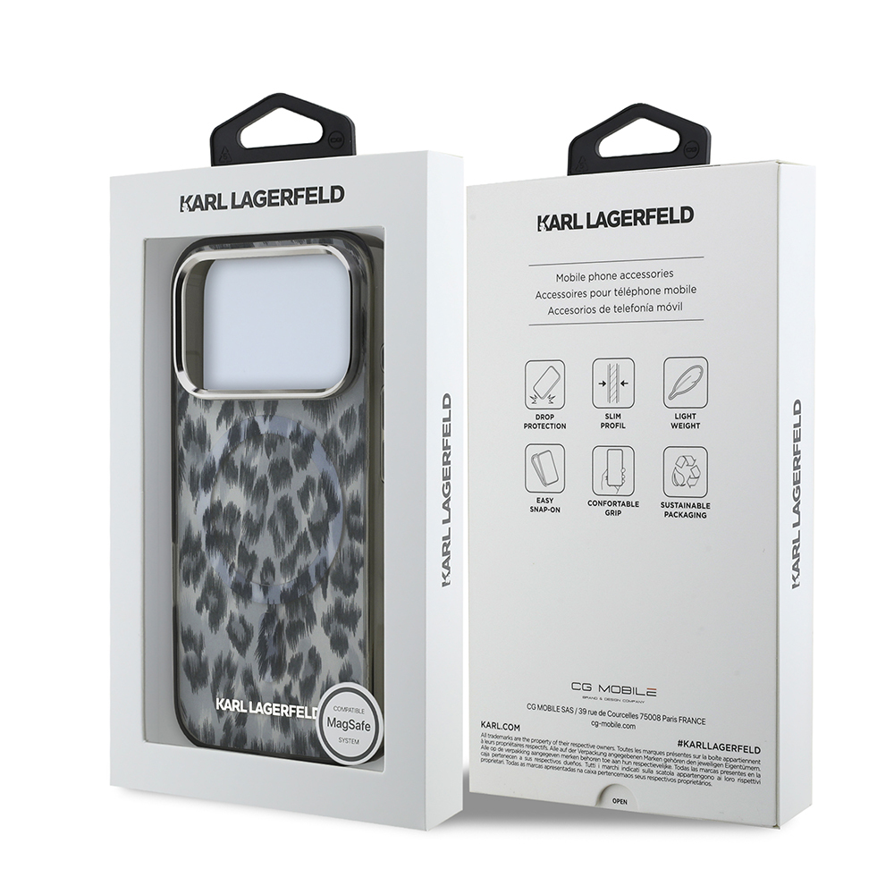 Apple iPhone 17 Pro Uyumlu Kılıf Karl Lagerfeld Orjinal Lisanslı M-safe Şarj Özellikli IML Leopar Baskılı Kapak - 12